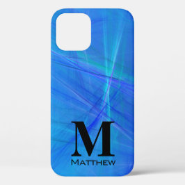 Abstract blauw fractal Black Monogram Case-Mate iPhone Case