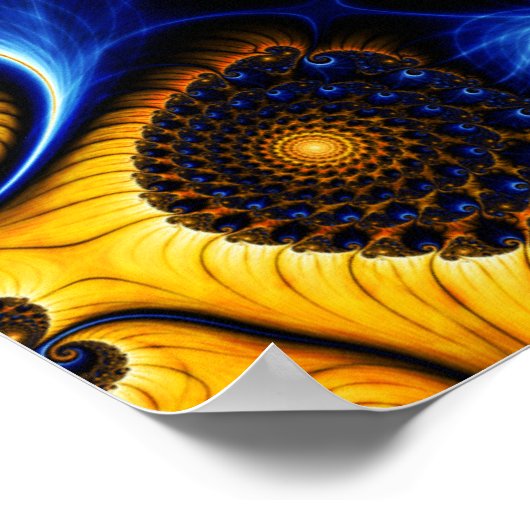 Abstract blauw Fractal Sky Canvas afdrukken Poster (Hoek)