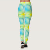 Abstract blauw geel cirkels zeepbellen patroon leggings (Achterkant)