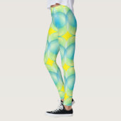 Abstract blauw geel cirkels zeepbellen patroon leggings (Links)