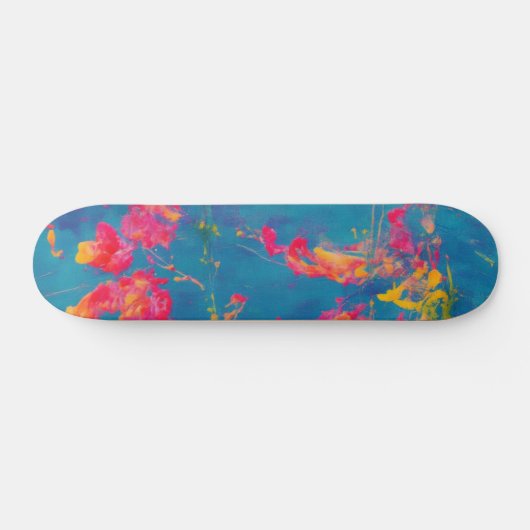Abstract Blauw Geel en Sinaasappel Skateboard (Horizontaal)