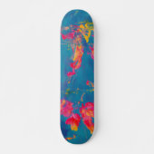 Abstract Blauw Geel en Sinaasappel Skateboard (Voorkant)