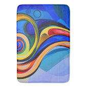 Abstract blauw geel oranje badmat (Voorkant Verticaal)
