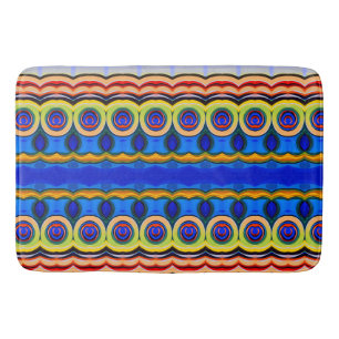 Abstract blauw geel oranje badmat