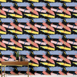 Abstract blauw geel roze behang