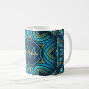 Abstract Blauw Geel Sierlijk Mandala Persoonlijk Koffiemok