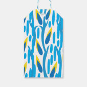 Abstract blauw gele lederen patroon cadeaulabel (Achterkant)