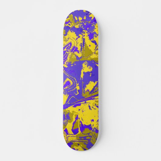 Abstract blauw gele patroon persoonlijk skateboard (Voorkant)