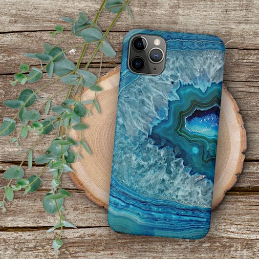 Abstract Blauw Geode Agate Kristal Steen Kunst Ont iPhone Hoesje