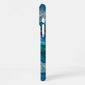 Abstract Blauw Geode Agate Kristal Steen Kunst Ont iPhone Hoesje (Linkerkant)