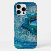 Abstract Blauw Geode Agate Kristal Steen Kunst Ont iPhone Hoesje (Achterkant)
