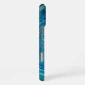 Abstract Blauw Geode Agate Kristal Steen Kunst Ont iPhone Hoesje (Rechterkant)