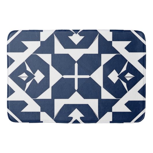 Abstract blauw geometrisch ontwerp badmat (Voorkant)