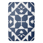 Abstract blauw geometrisch ontwerp badmat (Voorkant Verticaal)