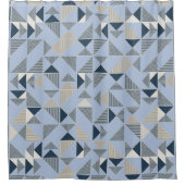 Abstract Blauw Geometrisch Patroon Douchegordijn (Voorkant)