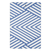 Abstract blauw gestreept patroon met roze monogram mini klembord (Achterkant)