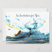 Abstract Blauw Golfdrank Verjaardagsfeestje  Kaart (Achterkant)