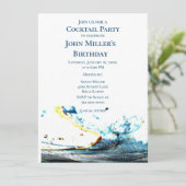 Abstract Blauw Golfdrank Verjaardagsfeestje  Kaart (Staand voorkant)