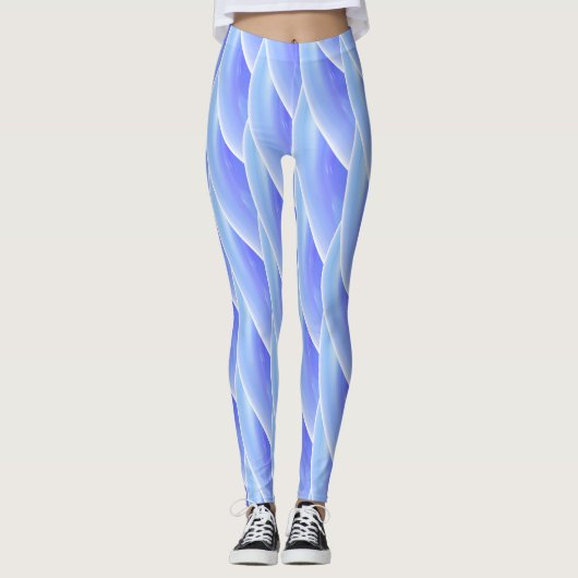 Abstract blauw golfpatroon #4 leggings (Voorkant)
