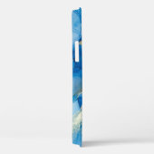 Abstract Blauw Goud Marmeren Textuur Case-Mate iPhone Case (Achterkant / Rechts)