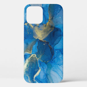 Abstract Blauw Goud Marmeren Textuur Case-Mate iPhone Case