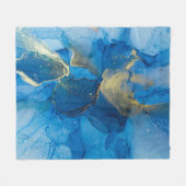 Abstract Blauw Goud Marmeren Textuur Fleece Deken (Voorkant (Horizontaal))