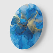 Abstract Blauw Goud Marmeren Textuur Grote Klok (Hoek)