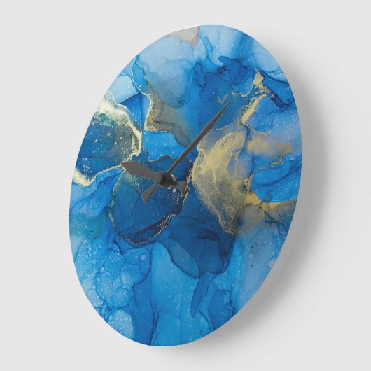 Abstract Blauw Goud Marmeren Textuur Grote Klok (Hoek)