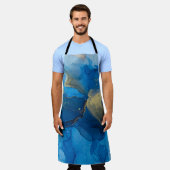 Abstract Blauw Goud Marmeren Textuur Schort (Gedragen)