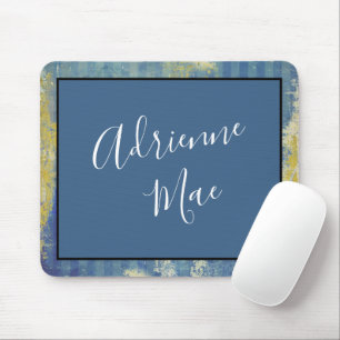 Abstract Blauw & Goud Omlijste Gepersonaliseerde Muismat