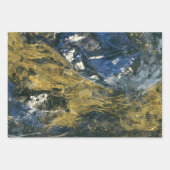 Abstract Blauw Goud op Zwarte Patroonkunst Inpakpapier Vel (Voorkant 2)
