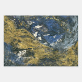 Abstract Blauw Goud op Zwarte Patroonkunst Inpakpapier Vel (Voorkant)
