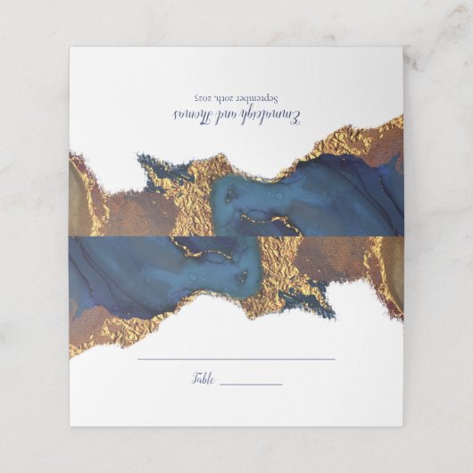 Abstract blauw goud scannen plaatskaartje (Buitenkant ongevouwen)