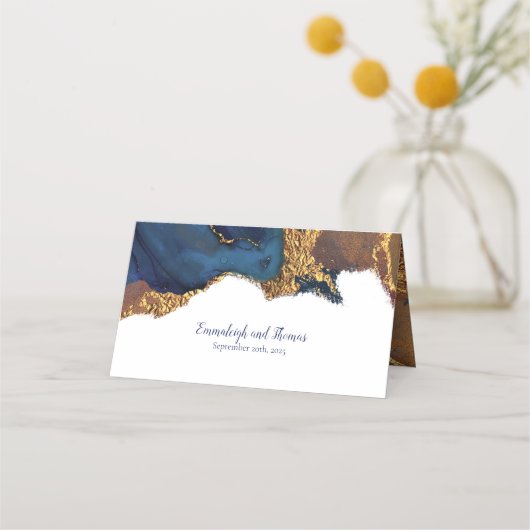 Abstract blauw goud scannen plaatskaartje (Achterkant)