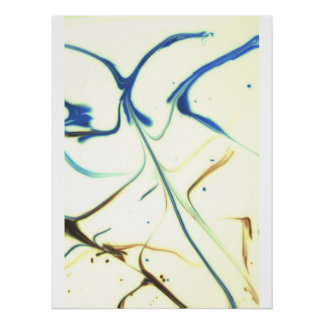 Abstract Blauw & Goud Vloeibaar Kunst – Elegant Mo Perfect Poster