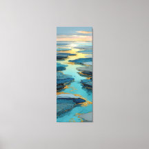 Abstract Blauw & Goud | Vloeiend Kustlandschap