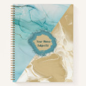 Abstract blauw-gouden alcoholinkt Notitieboek (Voorkant)