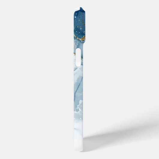 Abstract blauw/gouden glitter alcoholinkt Monogram Case-Mate iPhone Case (Achterkant / Rechts)