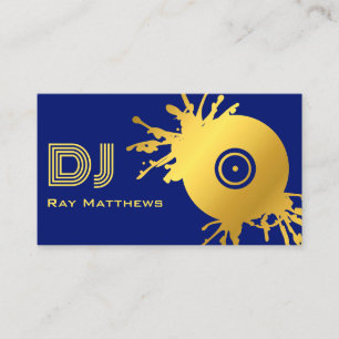 Abstract Blauw Gouden Muziek Disc Jockey Visitekaartje