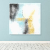 Abstract blauw goudpapier met wieltjes plakken afd canvas afdruk (Insitu (Houten vloer))