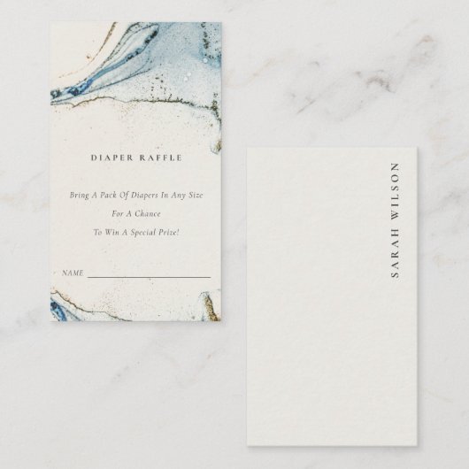 Abstract blauw goudstrand - Baby shower met luierr Informatiekaartje (Voorkant / Achterkant)