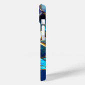 Abstract Blauw Gradiëntglas Fractal Monogrammed Case-Mate iPhone Case (Achterkant / Links)