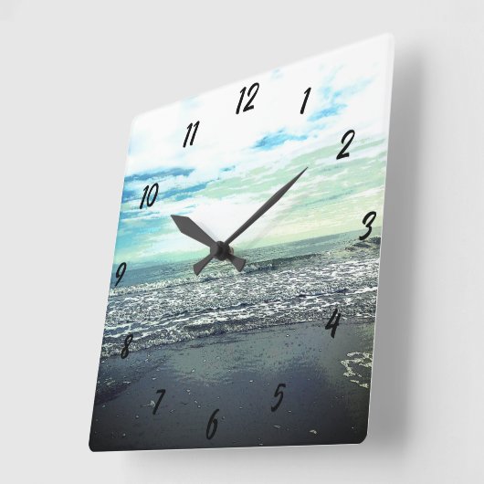 Abstract blauw grijs artistiek Trendy Beach Ocean  Vierkante Klok (Hoek)