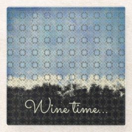 Abstract Blauw, Grijs, Brons  Patroon Glazen Onderzetter