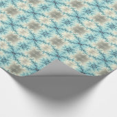 Abstract blauw, grijs fractaal geometrisch patroon cadeaupapier (Hoek)