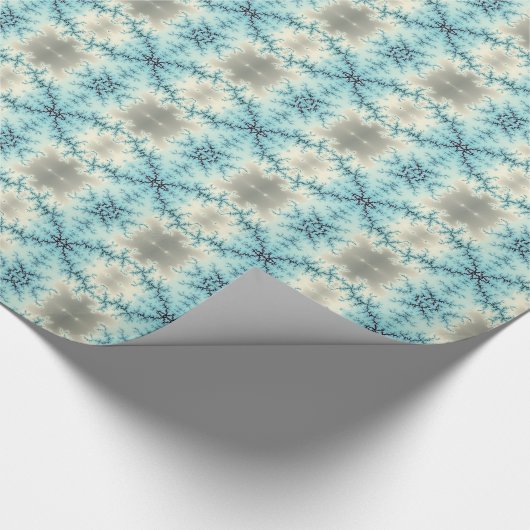 Abstract blauw, grijs fractaal geometrisch patroon cadeaupapier (Hoek)