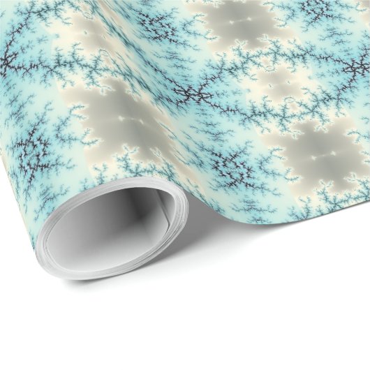 Abstract blauw, grijs fractaal geometrisch patroon cadeaupapier (Rol Hoek)