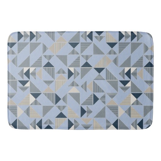 Abstract Blauw Grijs Geometrisch Patroon Badmat (Voorkant)