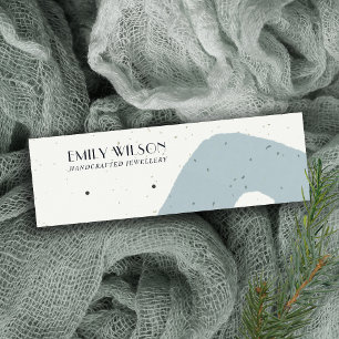 ABSTRACT BLAUW GRIJS KERAMISCH STUD OORBEL DISPLAY MINI VISITEKAARTJE