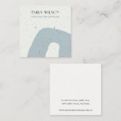 ABSTRACT BLAUW GRIJS KERAMISCH STUD OORBEL DISPLAY VIERKANTE VISITEKAARTJE (Voorkant / Achterkant)